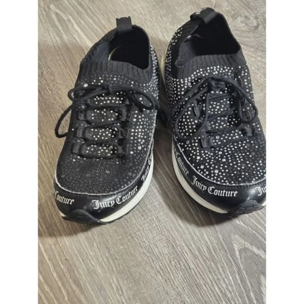 Juicy Couture‎ Bellamy Black Rhinestone Lace-up Sneakers Size 6 - Picture 11 of 13